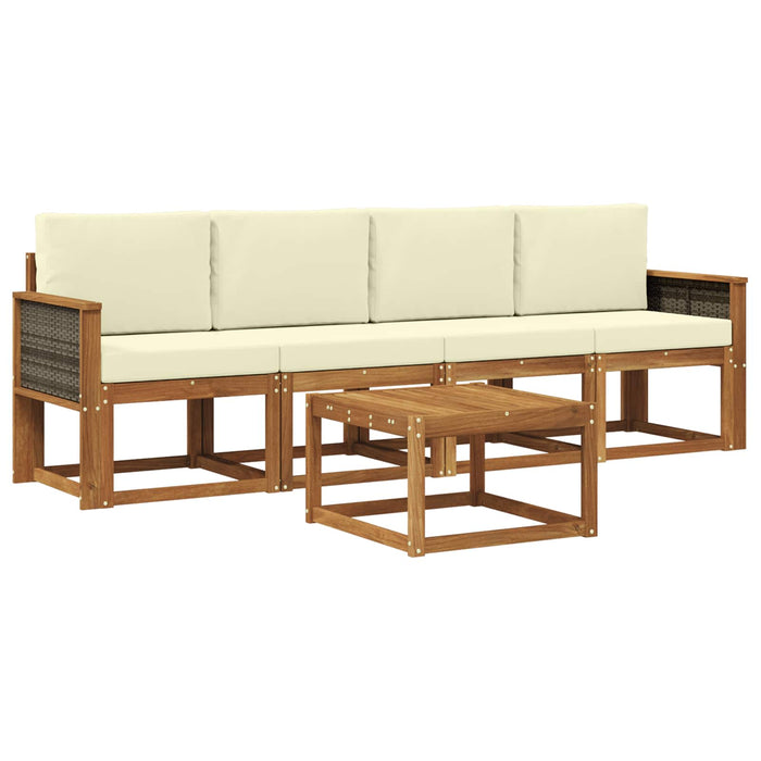 Set de canapele de exterior cu pernă 4 pcs Natural și Crem WALTI