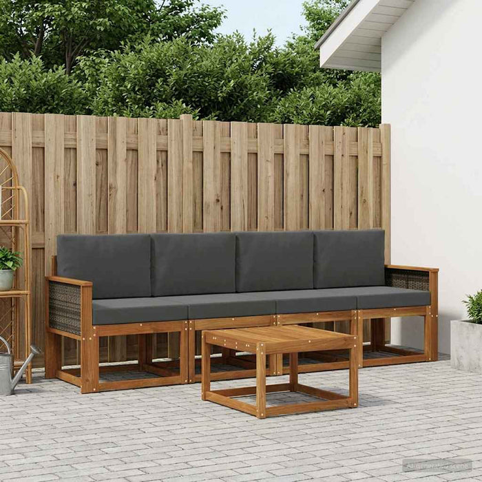Set de canapele de exterior cu pernă 4 pcs Natural și Antracit WALTI