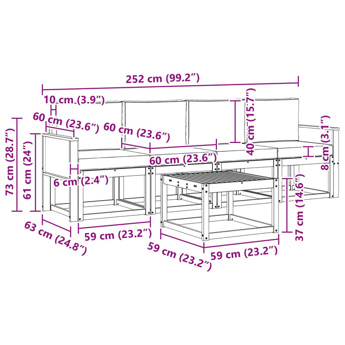 Set de canapele de exterior cu pernă 4 pcs Natural și Antracit WALTI