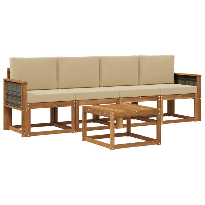 Set de canapele de exterior cu pernă 4 pcs natural WALTI