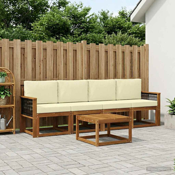 Set de canapele de exterior cu pernă 4 pcs Natural și Crem WALTI
