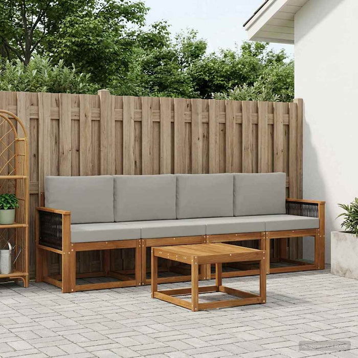 Set de canapele de exterior 4 pcs Natural și gri deschis WALTI