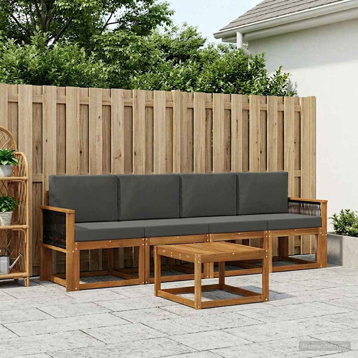 Set de canapele de exterior cu pernă 4 pcs Natural și Antracit WALTI