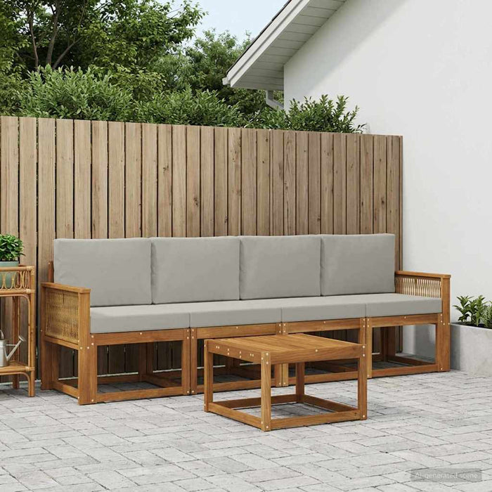 Set de canapele de exterior 5 pcs Natural și gri deschis WALTI