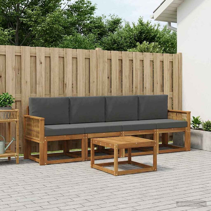 Set de canapele de exterior 5 pcs Natural și Antracit Poliester WALTI
