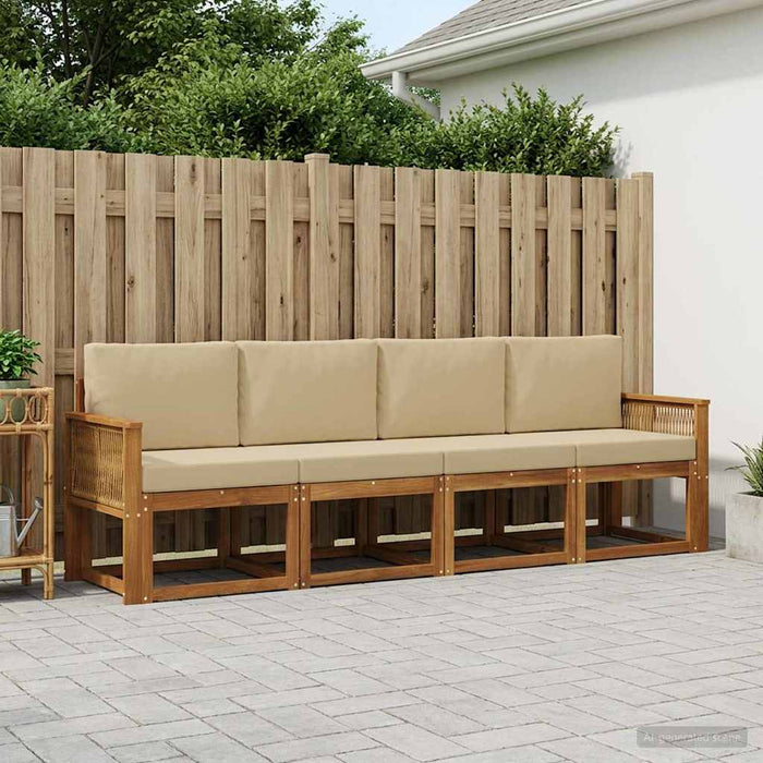 Set de canapele de exterior 5 pcs Natural și Bej Poliester WALTI