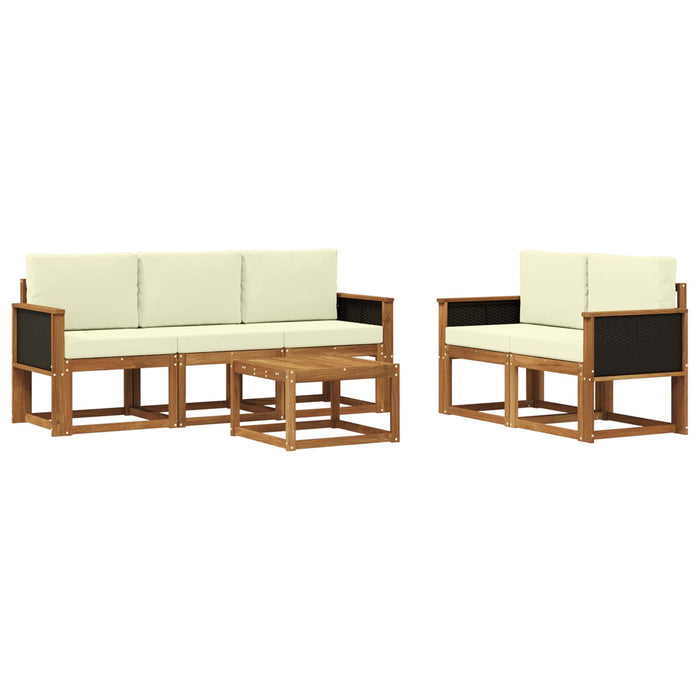 Set de canapele de exterior cu pernă 6 pcs Natural și Crem WALTI