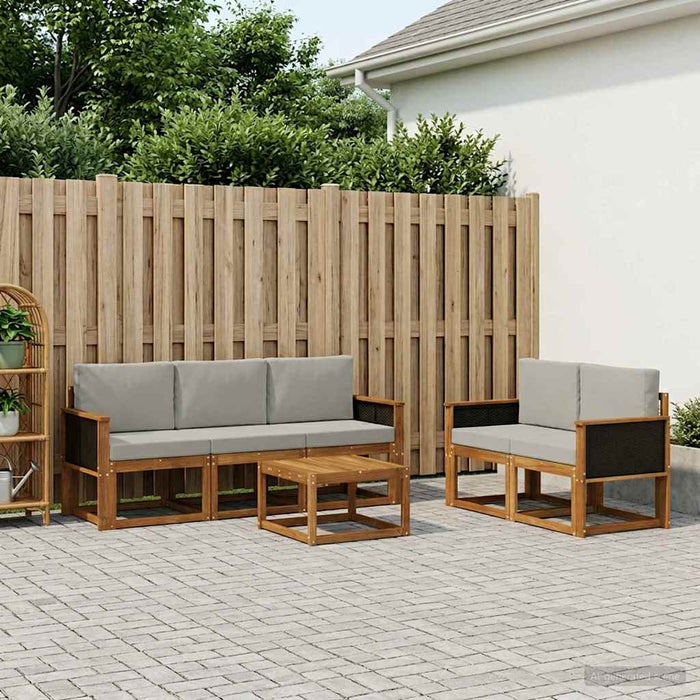 Set de canapele de exterior 6 pcs Natural și gri deschis WALTI