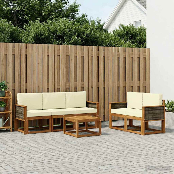 Set de canapele de exterior cu pernă 6 pcs Natural și Crem WALTI