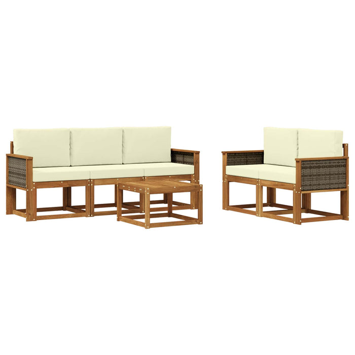 Set de canapele de exterior cu pernă 6 pcs Natural și Crem WALTI