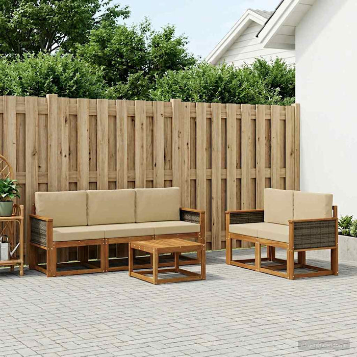 Set de canapele de exterior cu pernă 6 pcs natural WALTI