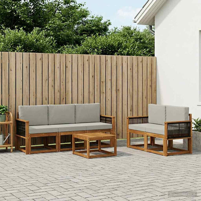 Set de canapele de exterior 6 pcs Natural și gri deschis WALTI