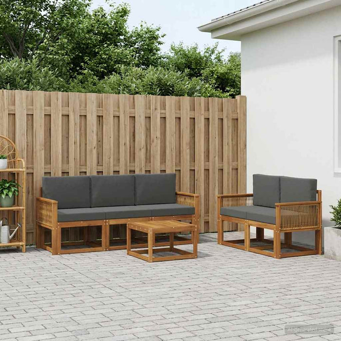 Set de canapele de exterior 6 pcs Natural și Antracit Poliester WALTI