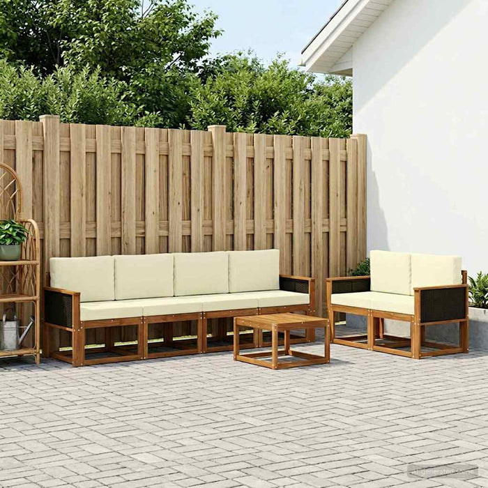 Set de canapele de exterior cu pernă 6 pcs Natural și Crem WALTI