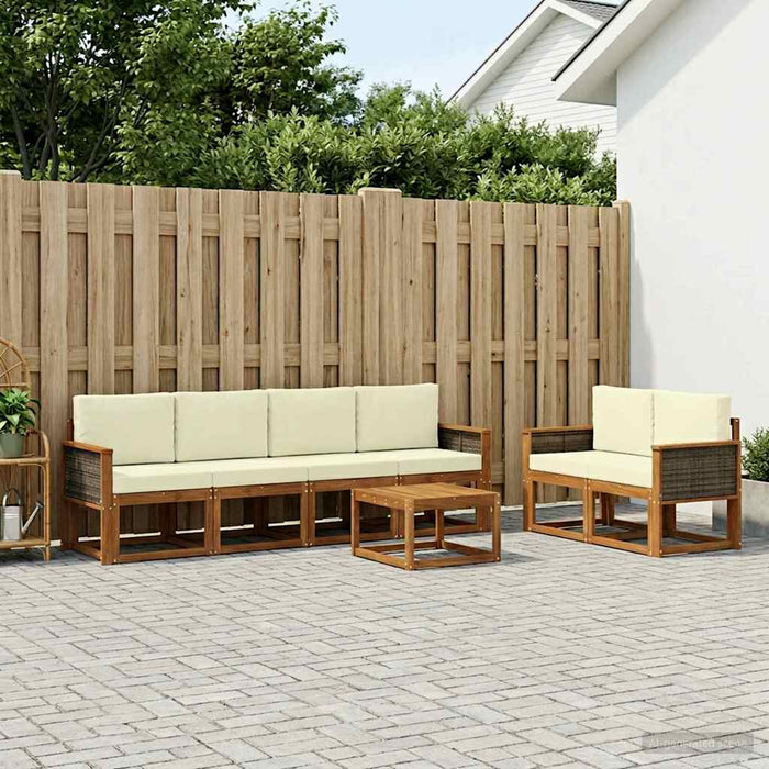 Set de canapele de exterior cu pernă 6 pcs Natural și Crem WALTI