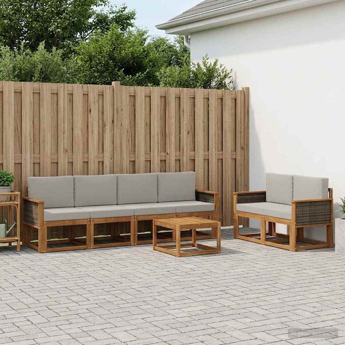 Set de canapele de exterior 6 pcs Natural și gri deschis WALTI