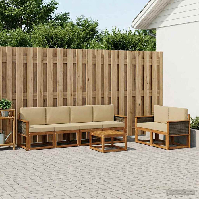 Set de canapele de exterior cu pernă 6 pcs natural WALTI