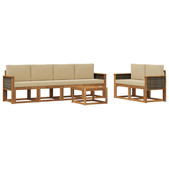 Set de canapele de exterior cu pernă 6 pcs natural WALTI