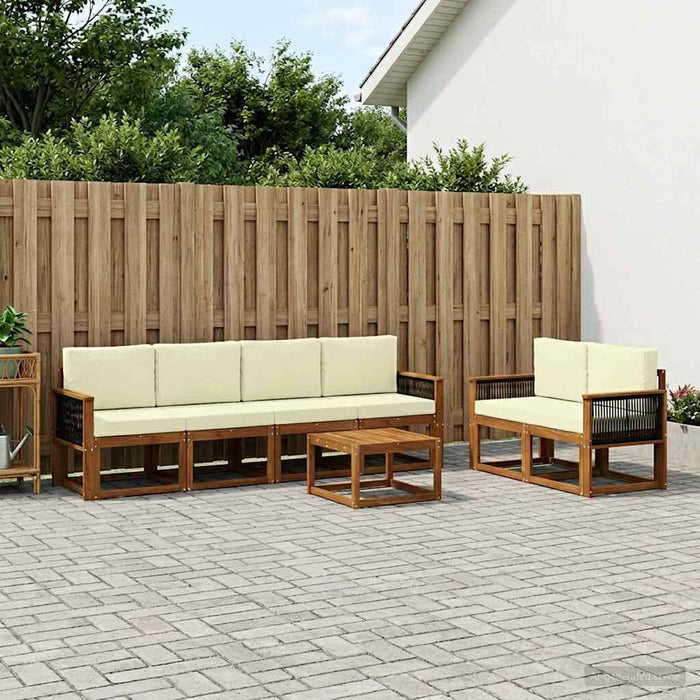 Set de canapele de exterior cu pernă 6 pcs Natural și Crem WALTI