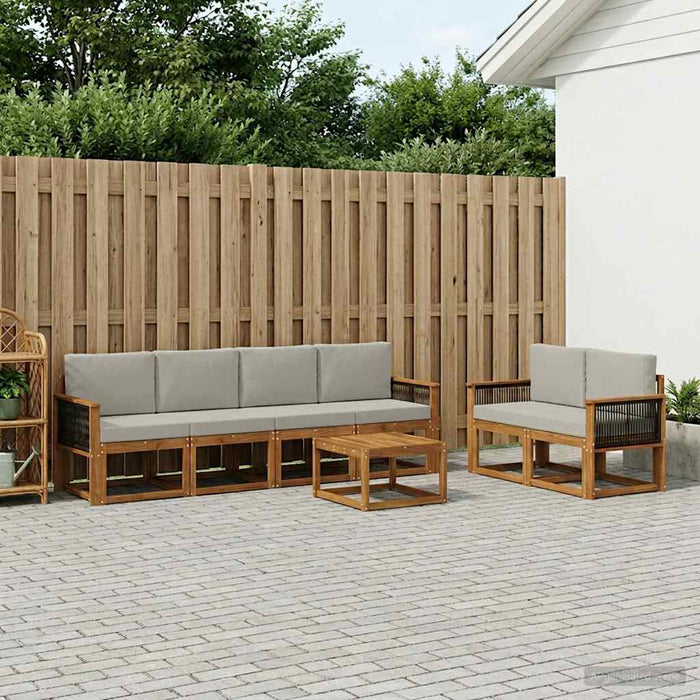Set de canapele de exterior 6 pcs Natural și gri deschis WALTI