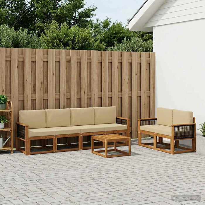 Set de canapele de exterior cu pernă 6 pcs natural WALTI