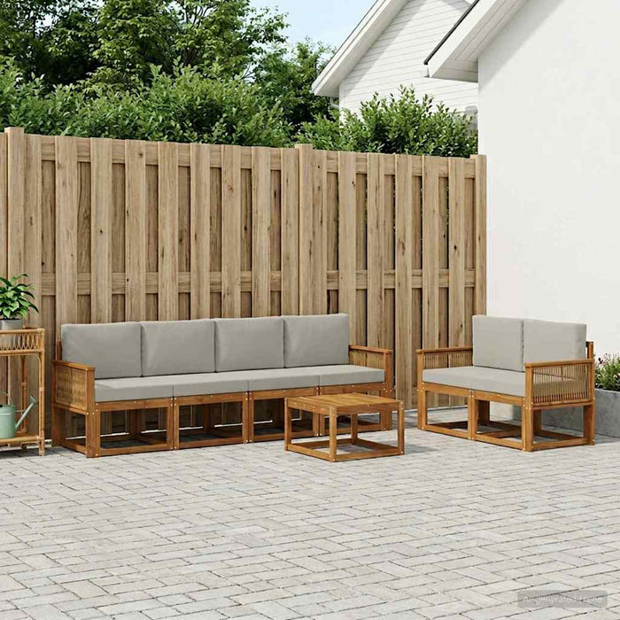 Set de canapele de exterior 7 pcs Natural și gri deschis WALTI
