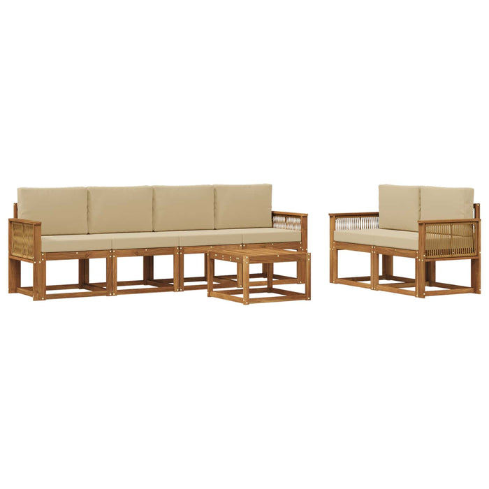 Set de canapele de exterior 7 pcs Natural și Bej Poliester WALTI
