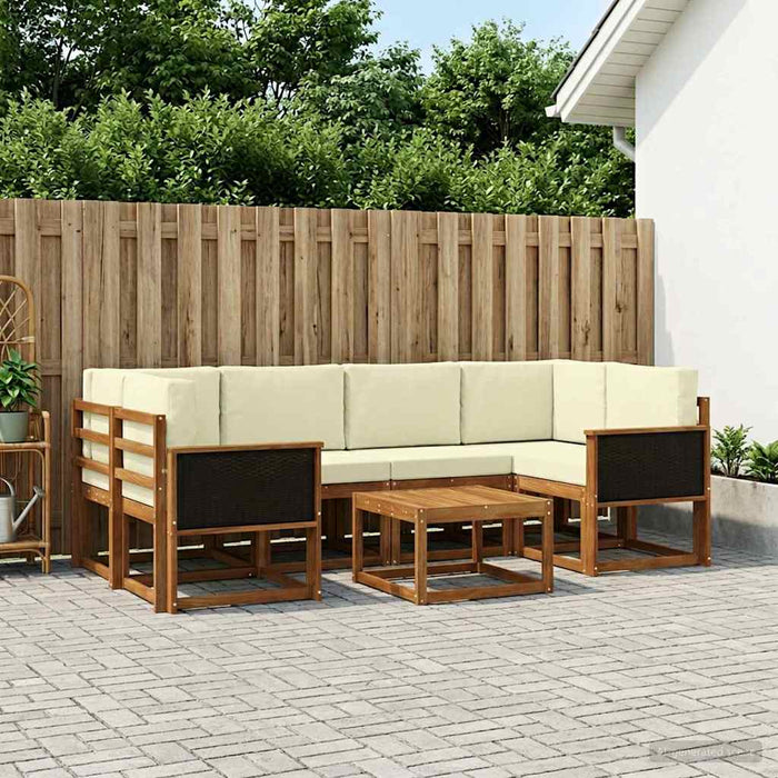 Set de canapele de exterior cu pernă 5 pcs Natural și Crem WALTI