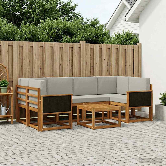 Set de canapele de exterior 5 pcs Natural și gri deschis WALTI