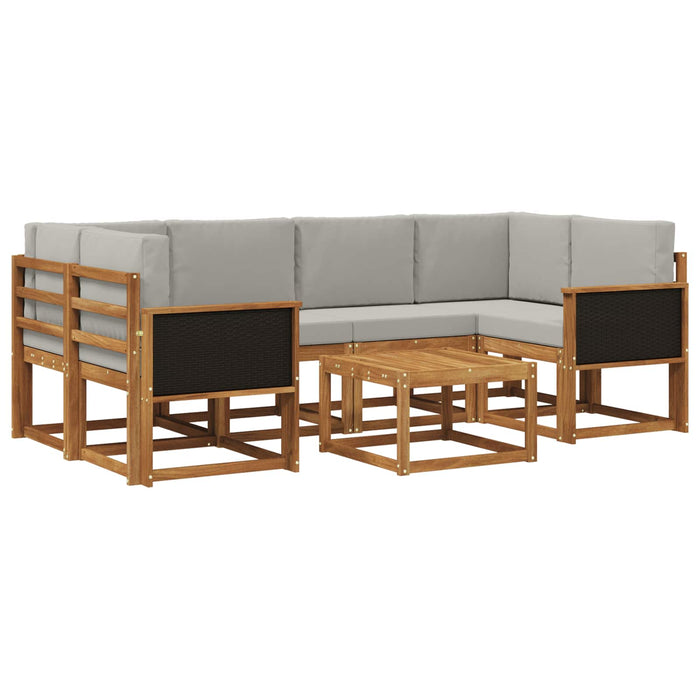 Set de canapele de exterior 5 pcs Natural și gri deschis WALTI