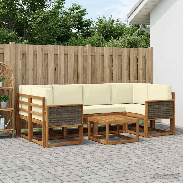 Set de canapele de exterior cu pernă 5 pcs Natural și Crem WALTI