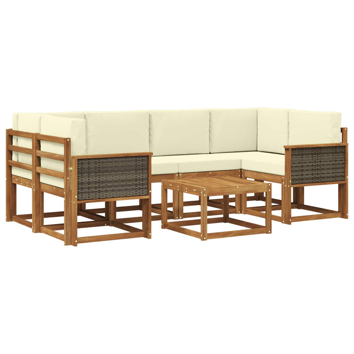 Set de canapele de exterior cu pernă 5 pcs Natural și Crem WALTI