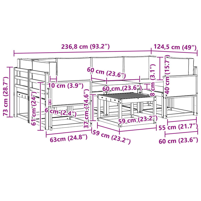 Set de canapele de exterior cu pernă 5 pcs Natural și Crem WALTI