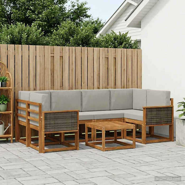 Set de canapele de exterior 5 pcs Natural și gri deschis WALTI