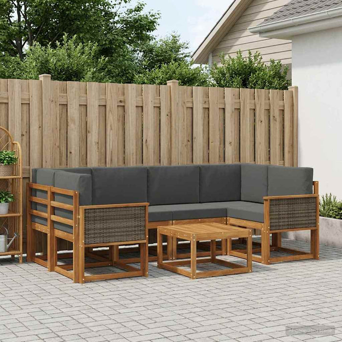 Set de canapele de exterior cu pernă 5 pcs Natural și Antracit WALTI