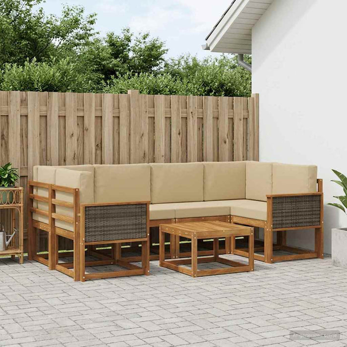 Set de canapele de exterior cu pernă 5 pcs natural WALTI