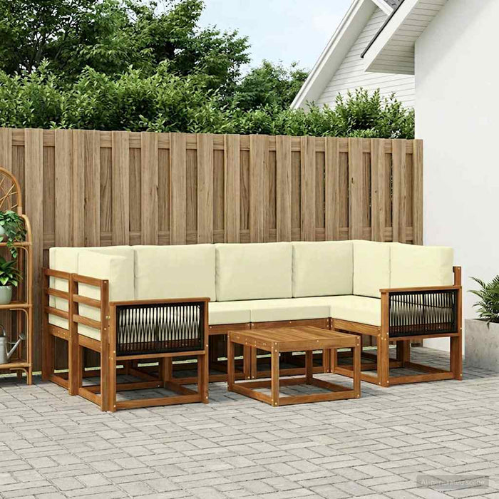 Set de canapele de exterior cu pernă 5 pcs Natural și Crem WALTI