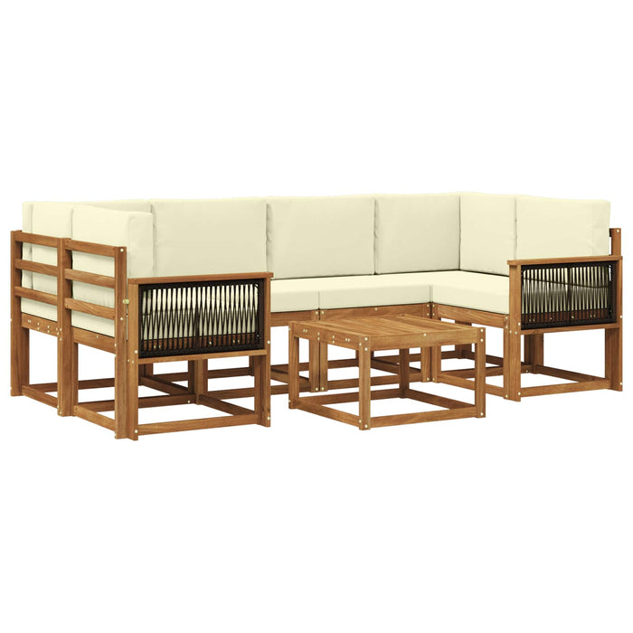 Set de canapele de exterior cu pernă 5 pcs Natural și Crem WALTI