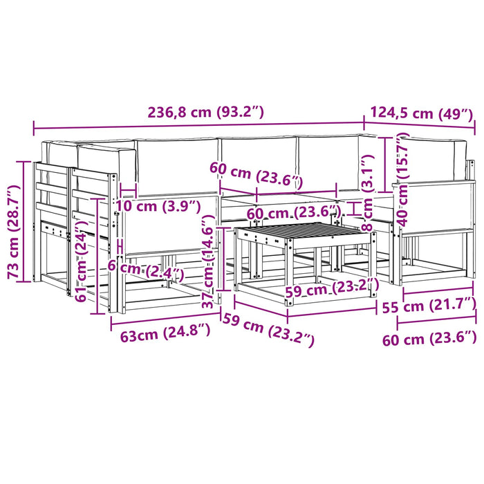 Set de canapele de exterior cu pernă 5 pcs Natural și Crem WALTI