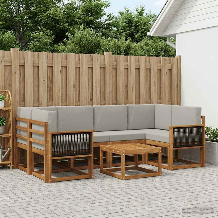 Set de canapele de exterior 5 pcs Natural și gri deschis WALTI