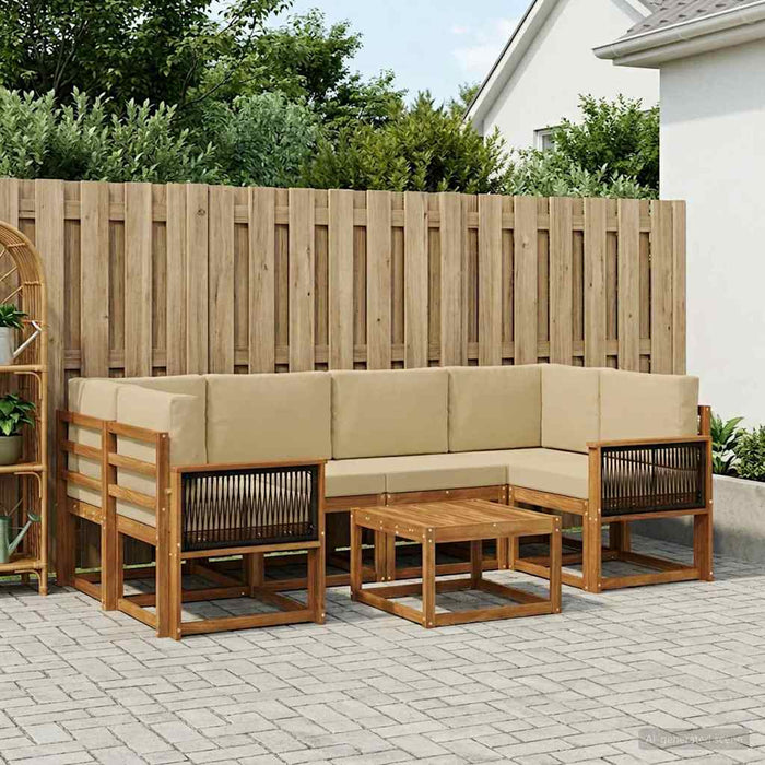 Set de canapele de exterior cu pernă 5 pcs natural WALTI