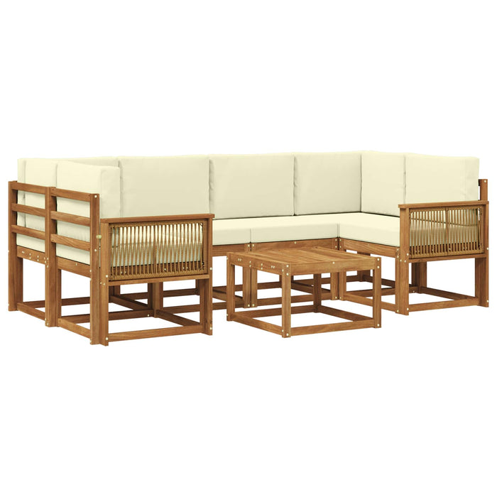 Set de canapele de exterior 7 pcs Natural și Crem Poliester WALTI