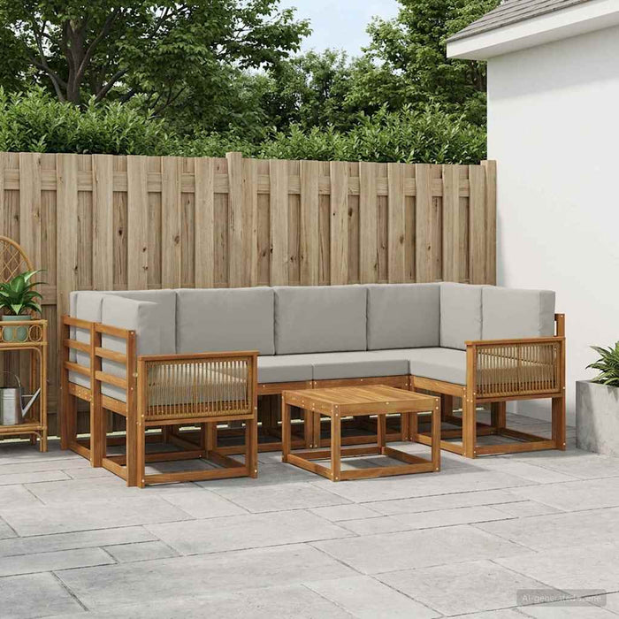 Set de canapele de exterior 7 pcs Natural și gri deschis WALTI