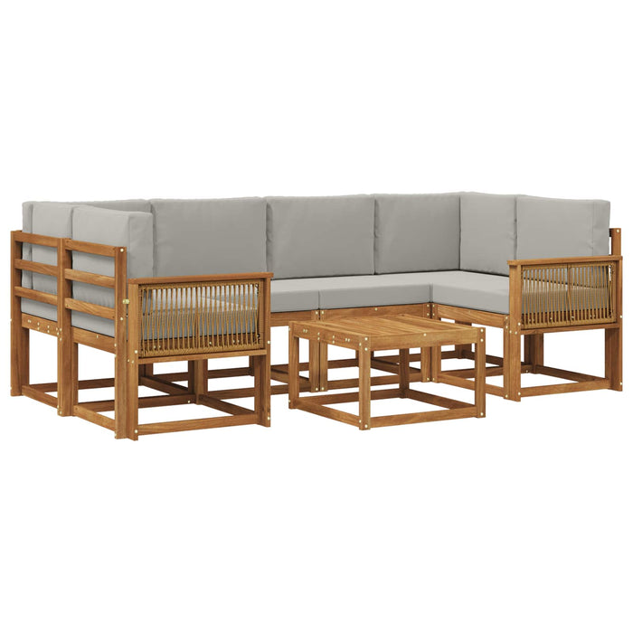 Set de canapele de exterior 7 pcs Natural și gri deschis WALTI