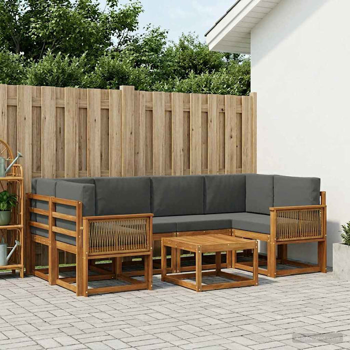 Set de canapele de exterior 7 pcs Natural și Antracit Poliester WALTI