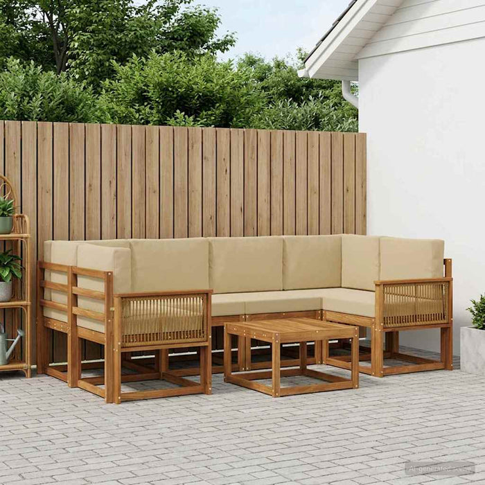 Set de canapele de exterior 7 pcs Natural și Bej Poliester WALTI