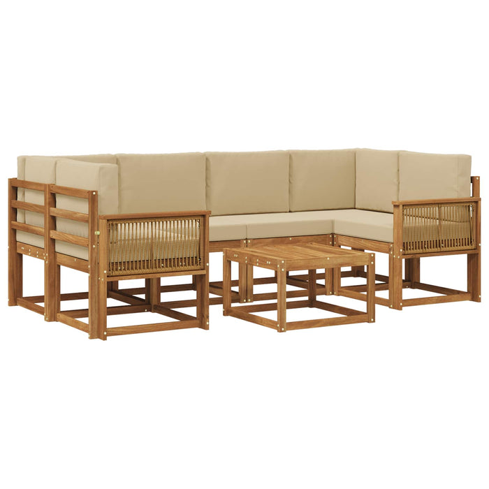 Set de canapele de exterior 7 pcs Natural și Bej Poliester WALTI