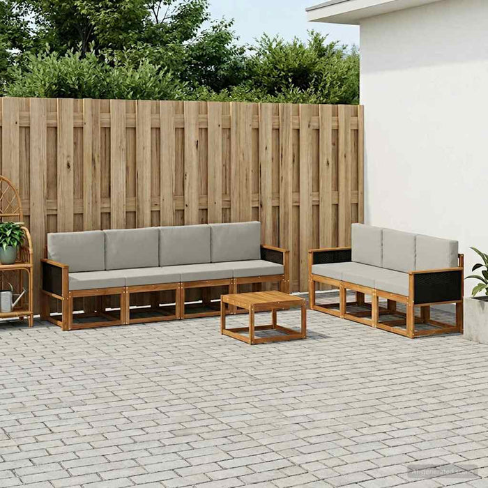 Set de canapele de exterior 7 pcs Natural și gri deschis WALTI