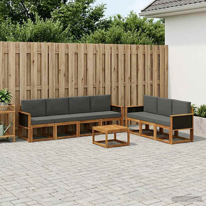 Set de canapele de exterior cu pernă 7 pcs Natural și Antracit WALTI