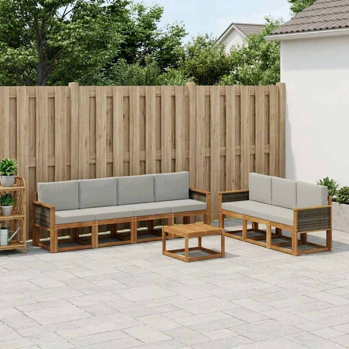 Set de canapele de exterior 7 pcs Natural și gri deschis WALTI